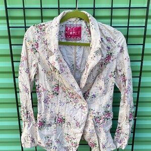 Free People Cream Floral Blazer